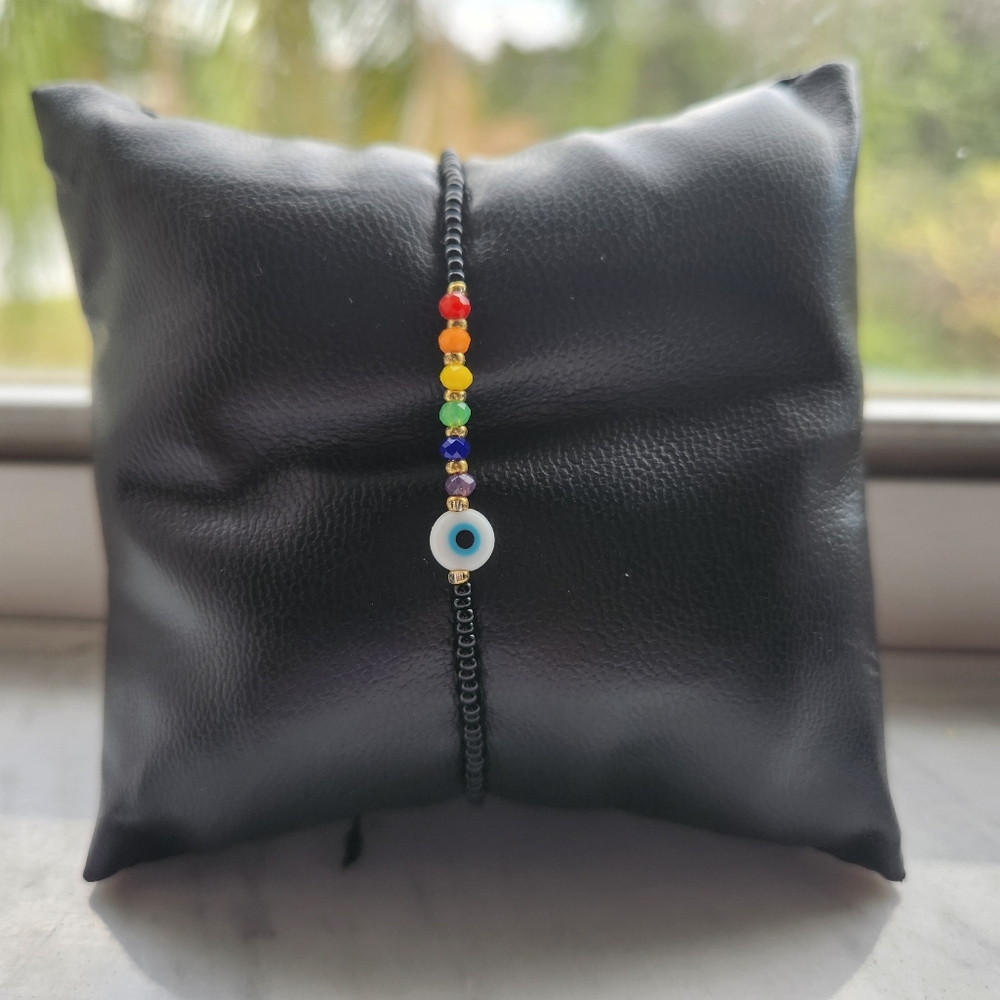 COPY - Evil Eye Adjustable Nylon Cord Braided Bead Bracelets.